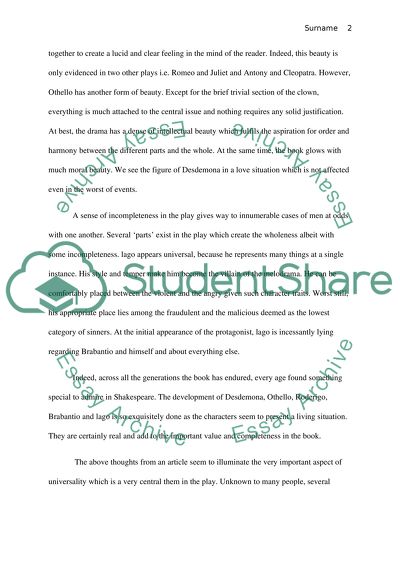 Universality in Othello