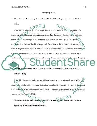 Emergency Room Assignment Example Topics And Well Written