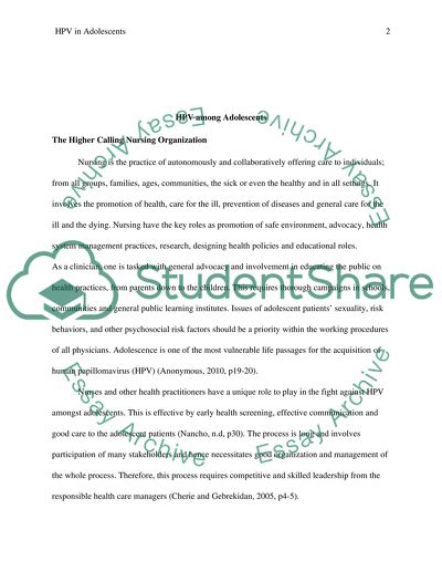 HPV among Adolescents