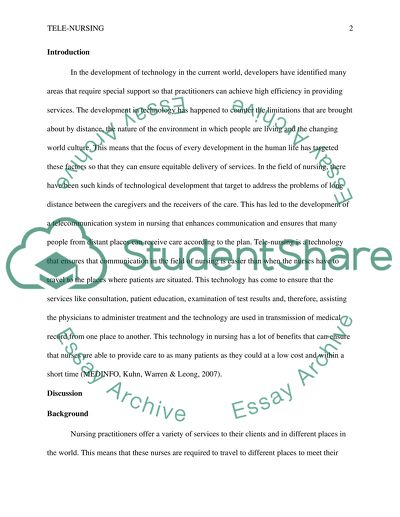 Services Offered through Tele-Nursing