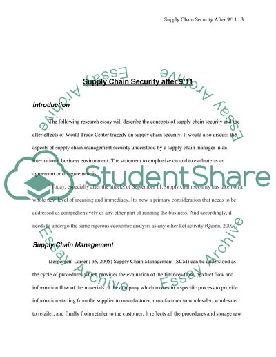 Supply Chain Security after 9/11