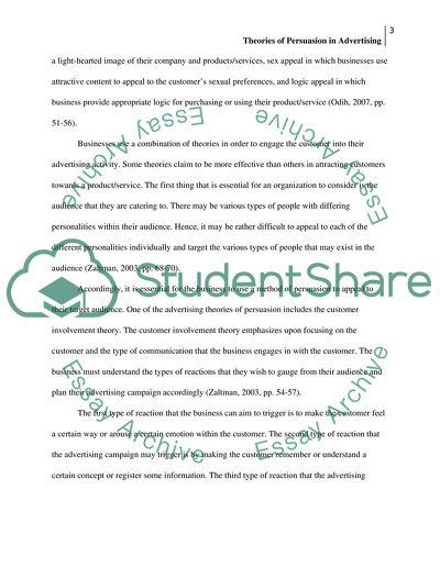 Which theory(ies) of persuasion in advertising are the most, or least, persuasive