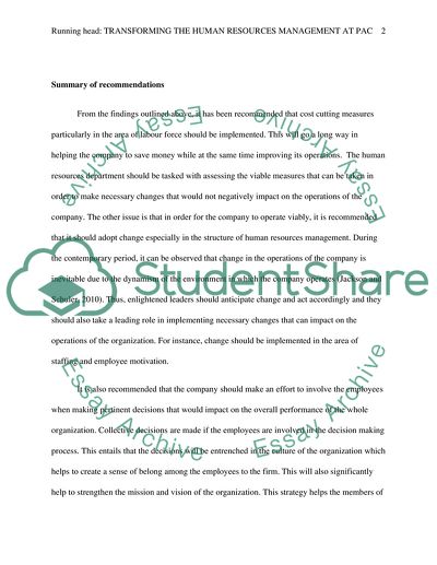 Transforming the Human Resources Management at PAC