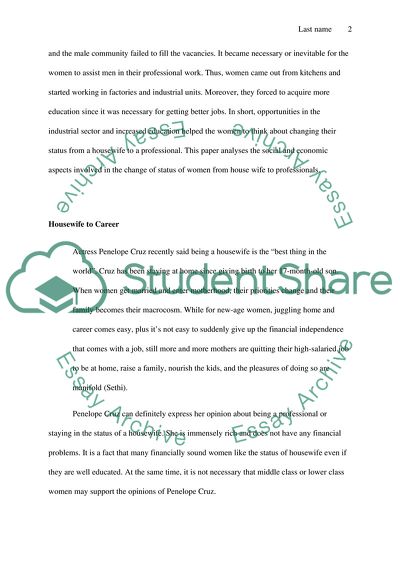 Economic of Race and Gender: Housewife to Career