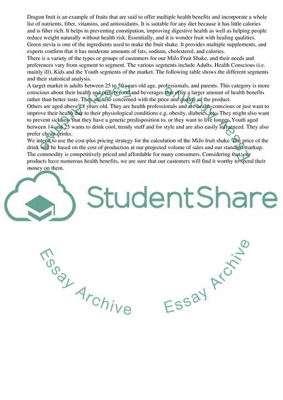 Feasibility Study of Mike and Jones Fruit Shake