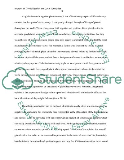 Impact of Globalization on Local Identities