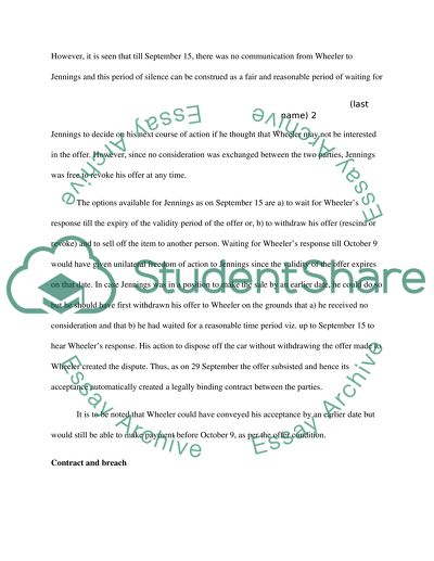 Business Law: Offer and Acceptance