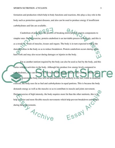 Sports nutrition -cyclists