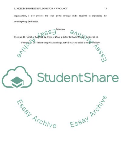 LinkedIn Profile building for a vacancy