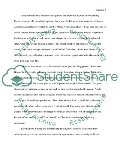 Arguments in Support of the Stand Your Ground Law