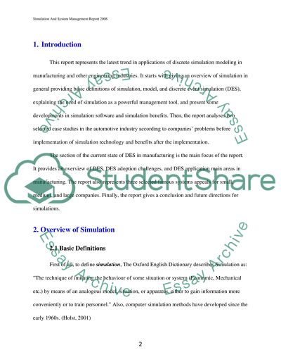 Simulation and systems modelling