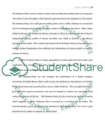 The Sarbanes-Oxley Act Law