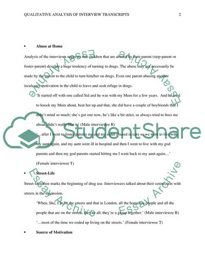 Qualitative analysis of interview transcripts Essay Example | Topics ...
