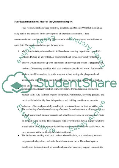 Alternate Forms of Assessment for Special Population