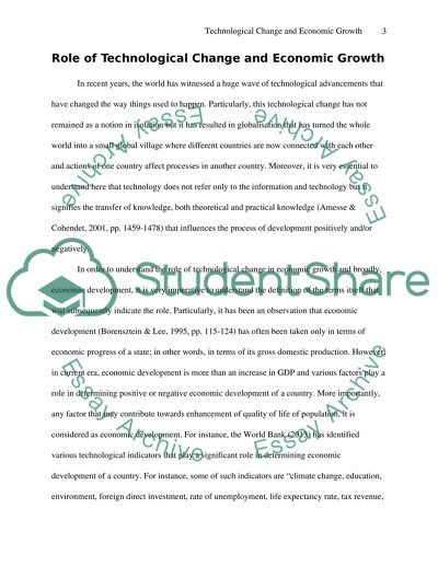 Role of Technological Change and Economic Growth