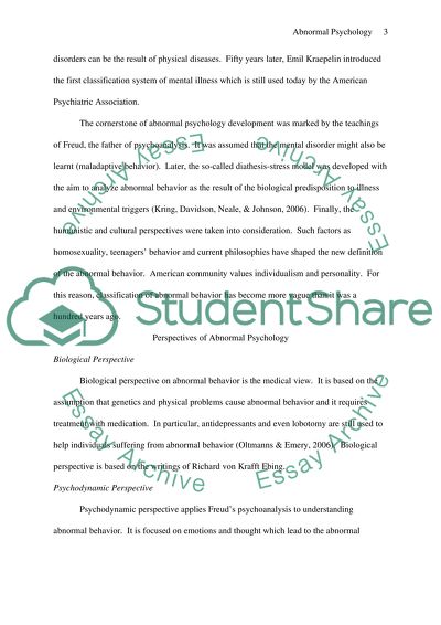 Theories of Abnormal Behavior