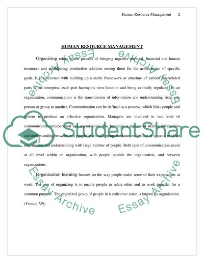 The Important Role of Human Resource Management in the Success of an Organization