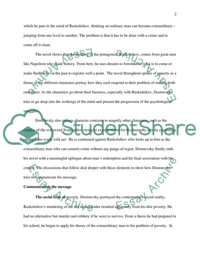 Redemption of the Soul in Crime and Punishment