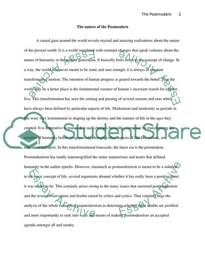 Exploring the nature of the Postmodern