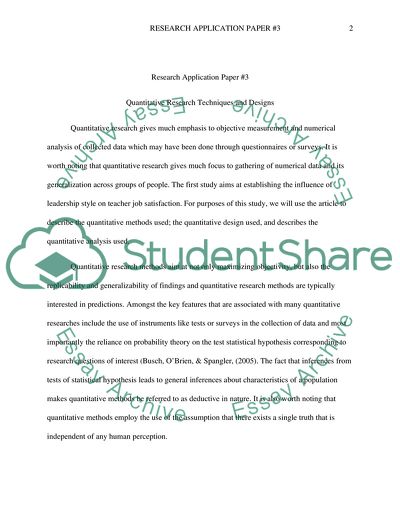 Quantitative Research Techniques and Designs