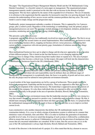 The Organizational Project Management Maturity Model