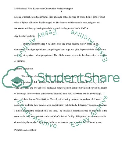 Multicultural Field Experience Observation Reflection Report