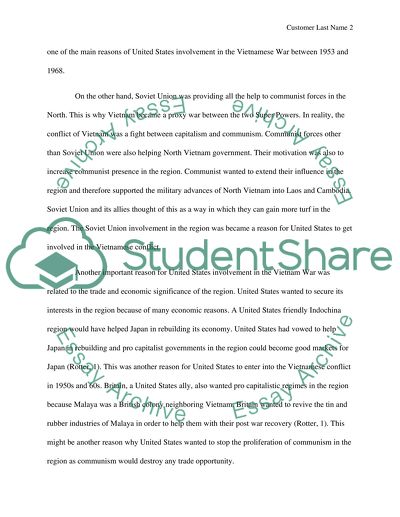 Analyze the reasons for the United States involvement in Vietnam between 1953 and 1968