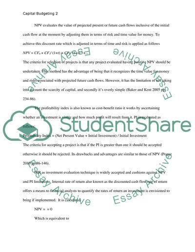 essay on capital budgeting