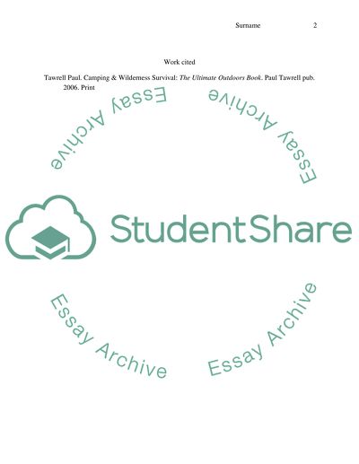 Camping and Wilderness Survival