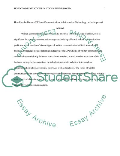 How Popular Forms of Written Communications in Information Technology Can Be Improved