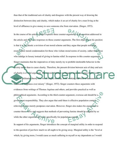 Moral Obligations To The Poor In The Article by Peter Singer