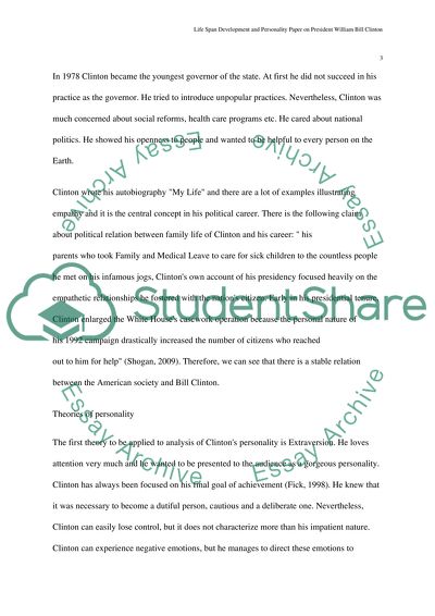 Lifespan Development of Bill Clinton