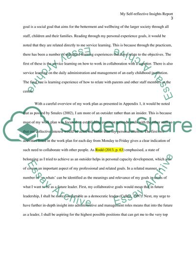 My reflective insights- me as a leader in Early childhood report