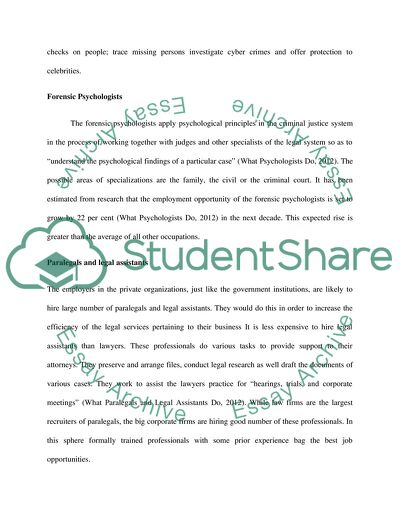 Professional Career at Criminal Justice