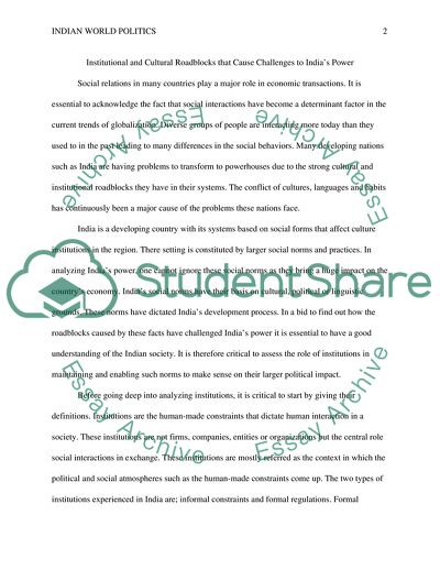 Institutional and Cultural Roadblocks that Cause Challenges to Indias Power