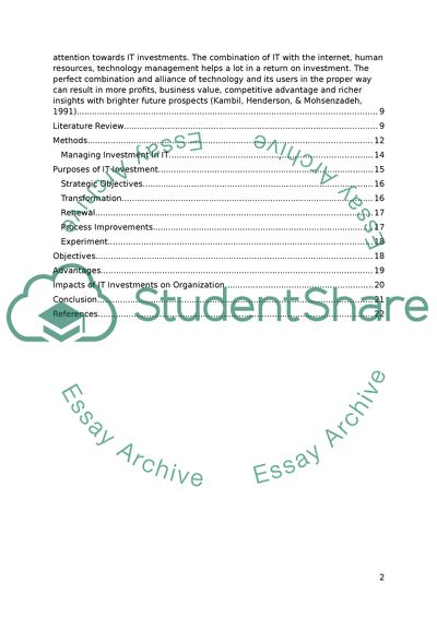 The Value and Impact of Information Technology Investments
