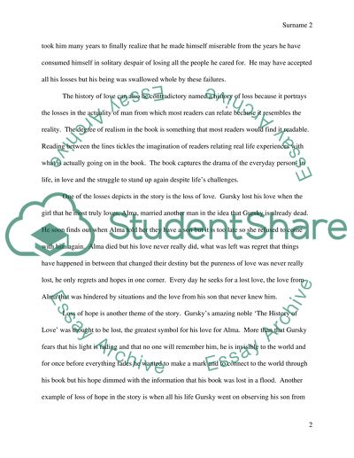 The History of Love: A Story of Love and Loss