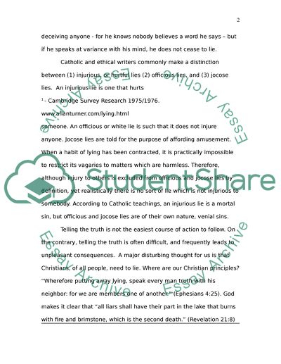 Lying is never right