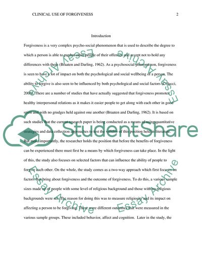 Clinical use of Forgiveness