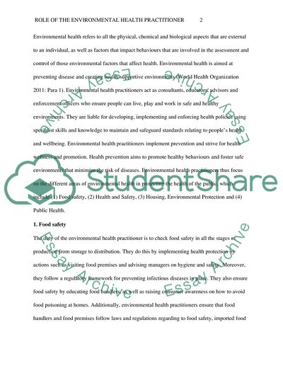 Role of the Environmental Health Practitioner in Protecting Public Health