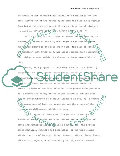 Solving the Problem of Hurricane Disasters in Houston Texas