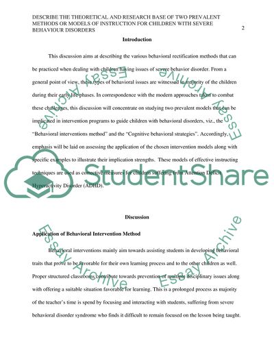 Models of Instruction for Children with Severe Behavior Disorders