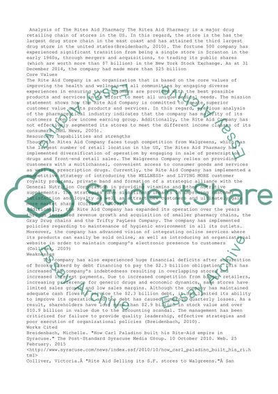 Analysis of The Rites Aid Pharmacy