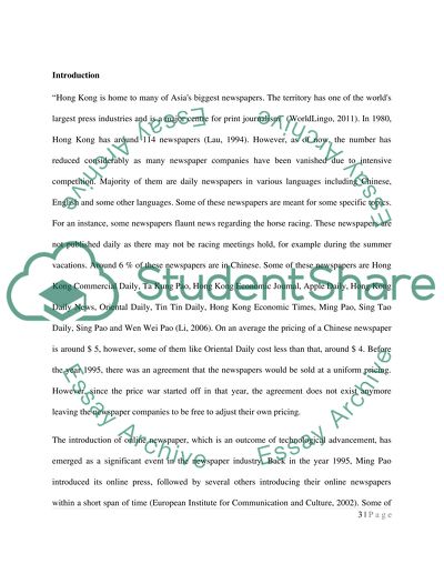 Online Newspaper Industry in Hong Kong