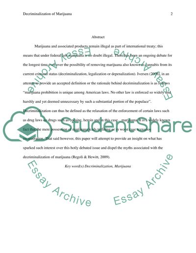 Decriminalization of Marijuana