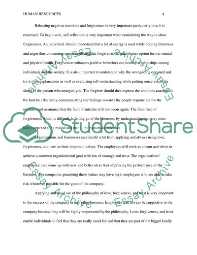 Love, Forgiveness and Trust