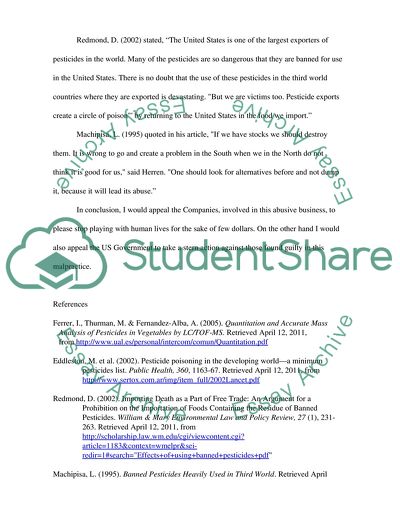 Banned Pesticides by US Companies