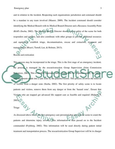 Emergency Plan: Rescue, Extrication, and Triage