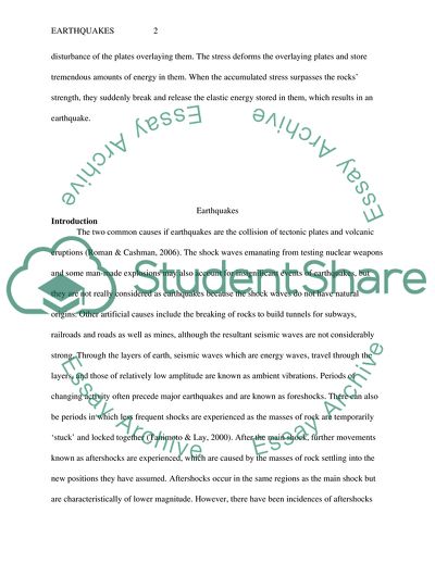 essay about volcanoes and earthquakes