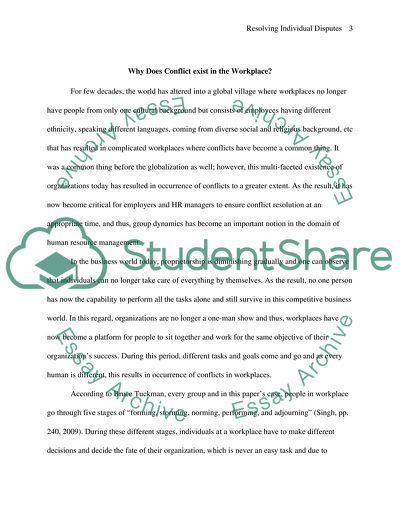 Resolving Individual Disputes within the Workplace